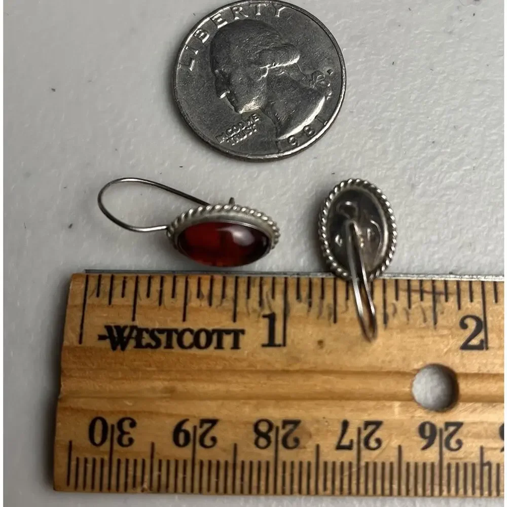 925 Sterling Silver Amber Dangle Drop Earrings Honey Cabochon Dainty Hook Lot